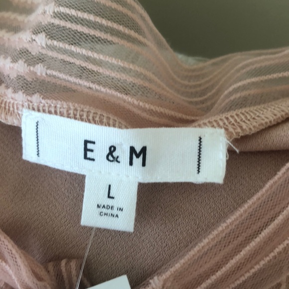 NWT pale pink sheer neck & sleeves top with ties - Picture 9 of 12